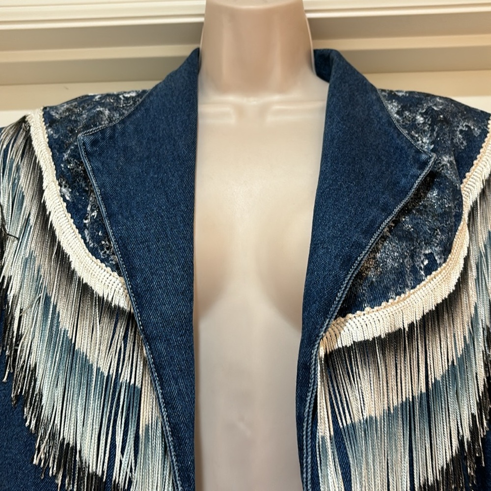 Vintage EUC Wanted by Beads Beautiful Country Style Jean Open Jacket Size S - Picture 2 of 8